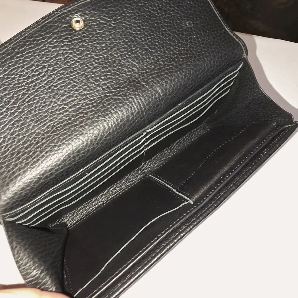 CUYANA Black Pebbled Leather Snap Closure Full Size Minimalist Card Slots Wallet - Picture 4 of 13